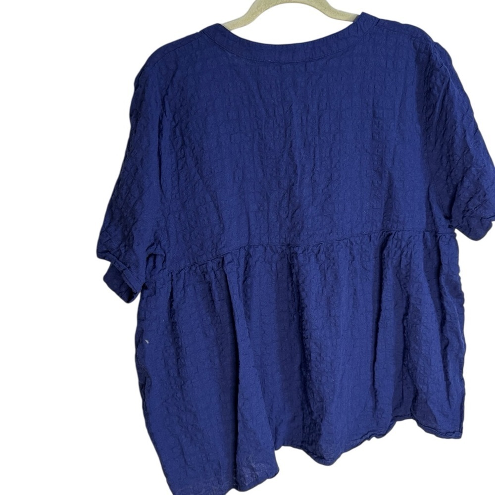 Gloria Vanderbilt Blue Boxy Crinkle Blouse - XXL - Picture 2 of 4